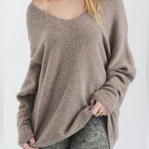 Free People Beige Off-the-Shoulder Sweater